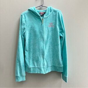 Juicy Couture Girls Zipped Hoodie Aqua Blue Mint Green Size 8/10 Long Sleeve